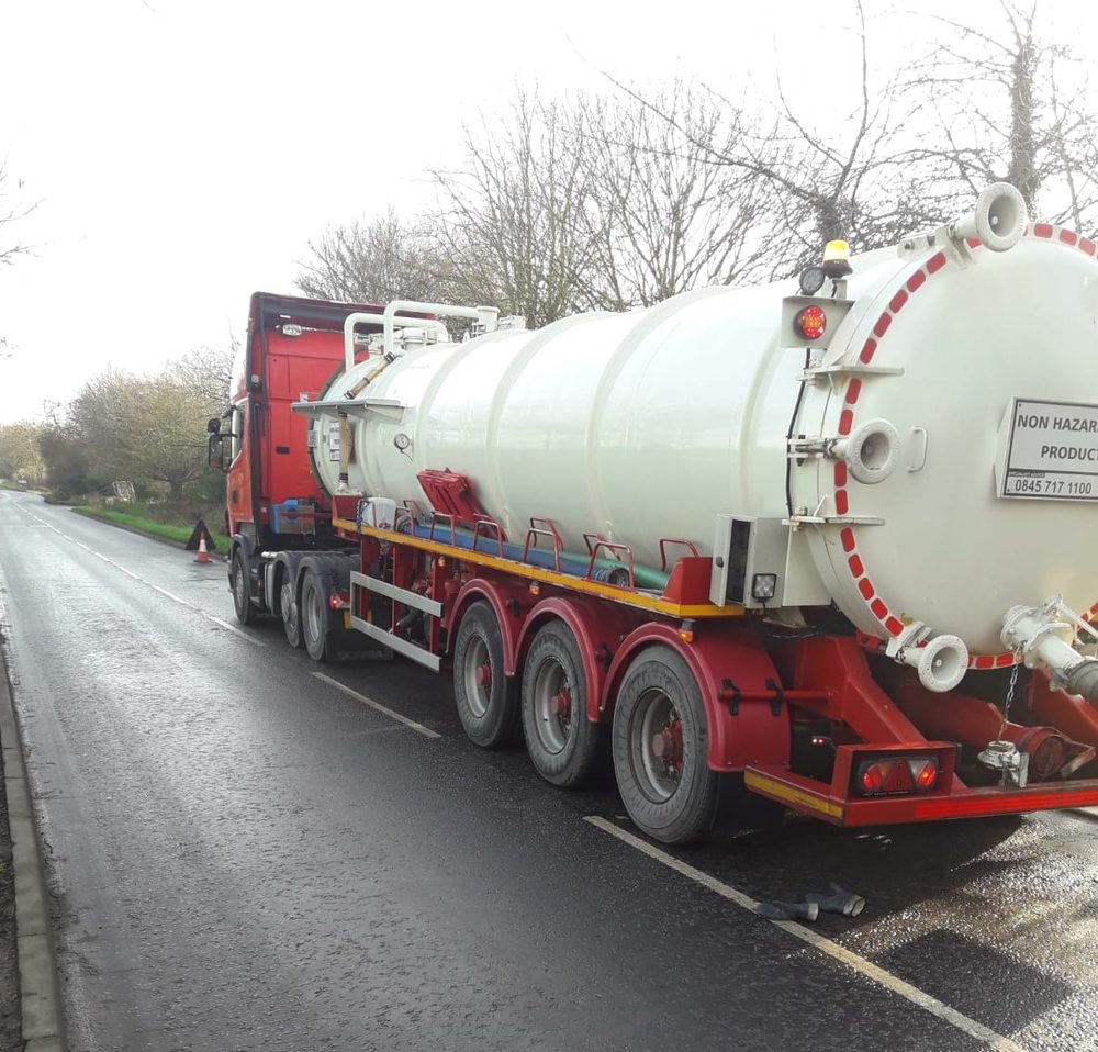 Articulated tanker on a country road